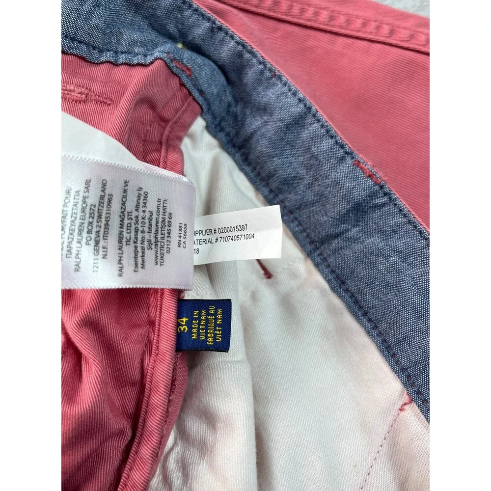 Polo Ralph Lauren Relaxed Fit Salmon Pink Chino Shorts Mens 34 Cotton Twill Pony